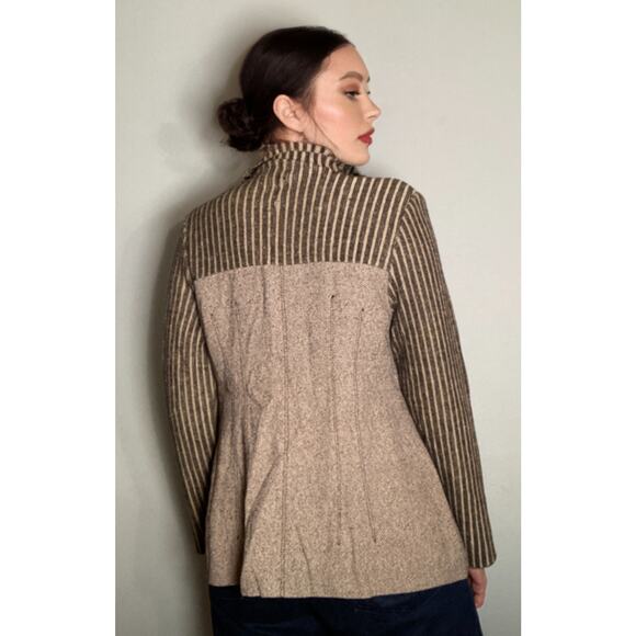 Valentino Vintage 70s Jacket Wool Blend Tweed & Knit ~ So Groovy ~ Sz 14 - Picture 3 of 10